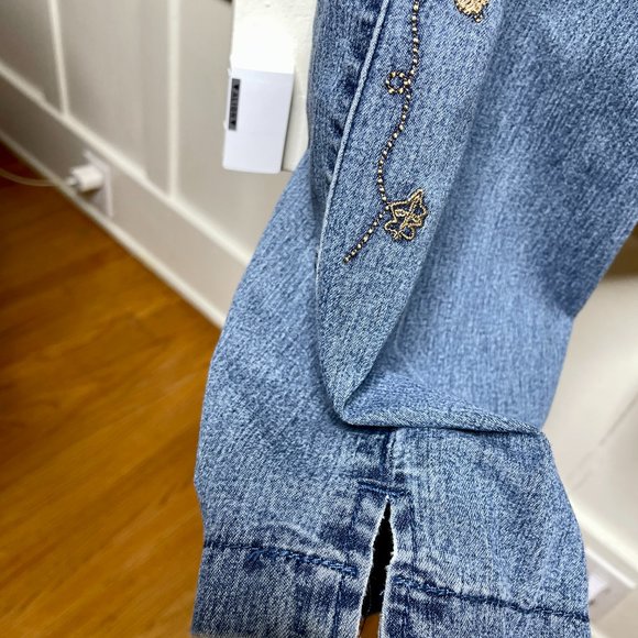 FC Jeans Side Leaf Print Denim Bootcut Jeans Size 30 - Picture 6 of 8